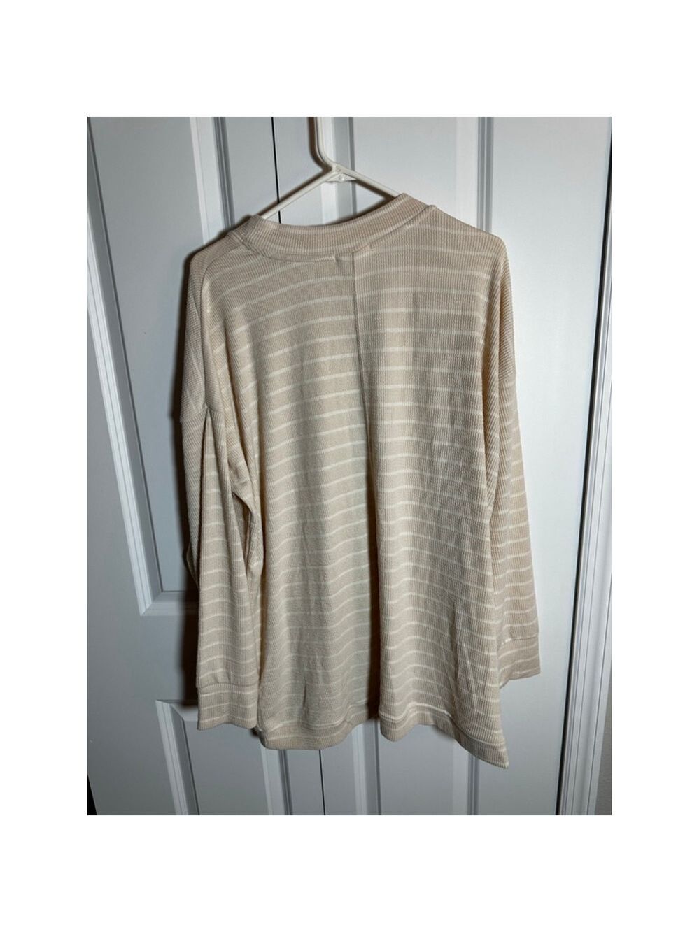 Cuddl Duds Cardigan XL Beige White Striped - Picture 3 of 6